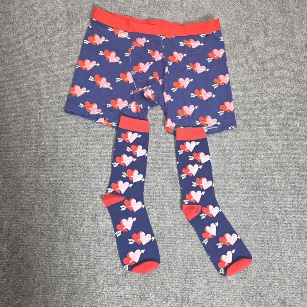 Large Valentine Heart & Arrow Boxer Briefs with Matching Socks